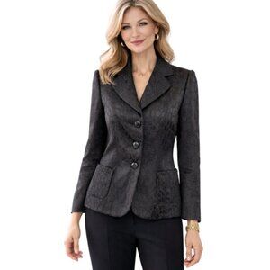Armani Collezioni Crocodile Embossed Blazer Formal Luxury Black Evening Women 10